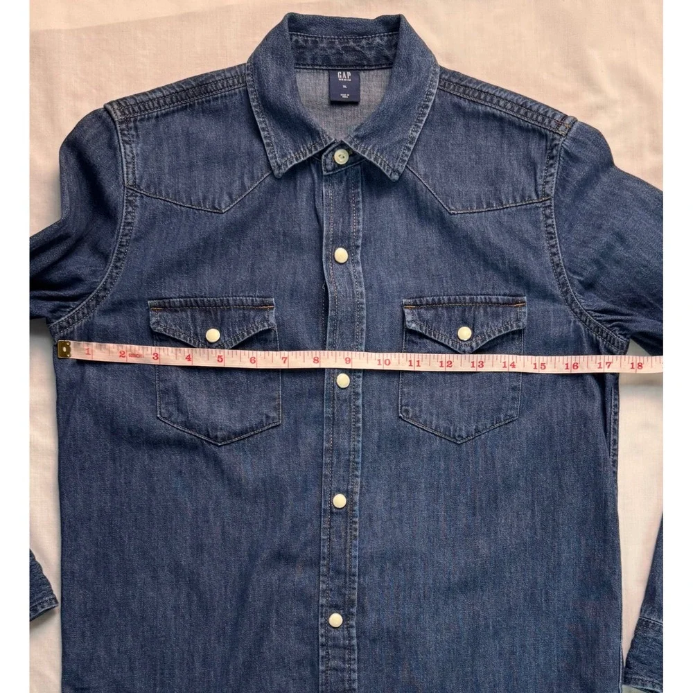 Gap Denim Girls XL Blue Western Snap Button Down Shirt Long Sleeve